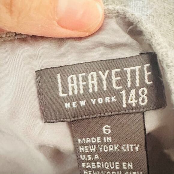 Lafayette 148 New York Maxi Skirt Size 6 Grey Wool Pencil Slit Laser Cut Career - Picture 7 of 12